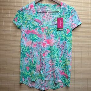 🌺 Lilly Pulitzer Etta V-Neck Tee - On Parade NWT